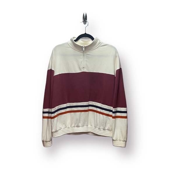 La Hearts Tops - LA Hearts pink, navy, orange, and cream half zip. Size M